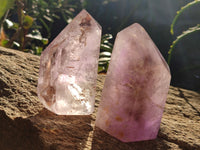 Polished Smokey Amethyst Window Quartz Crystals x 3 From Akansobe, Madagascar - Toprock Gemstones and Minerals