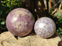 Polished Lepidolite with Pink Rubellite Spheres x 4 From Ambatondrazaka, Madagascar - Toprock Gemstones and Minerals