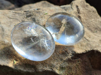 Polished Girasol and Rock Crystal Quartz Palm Stones x 24 From Ambatondrazaka, Madagascar - Toprock Gemstones and Minerals