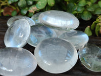 Polished Girasol and Rock Crystal Quartz Palm Stones x 24 From Ambatondrazaka, Madagascar - Toprock Gemstones and Minerals