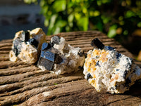 Natural Schorl Black Tourmaline with Hyalite Opal x 20 From Erongo, Namibia - Toprock Gemstones and Minerals