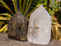 Polished Tourmalinated Quartz Crystals x 2 From Madagascar - Toprock Gemstones and Minerals
