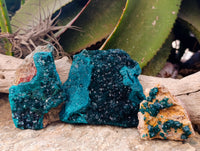 Natural Dioptase with Shattuckite On Dolomite Specimens x 3 From Likasi, Congo - Toprock Gemstones and Minerals