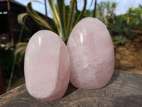 Polished Rose Quartz Standing Free Forms x 3 From Ambatondrazaka, Madagascar - Toprock Gemstones and Minerals