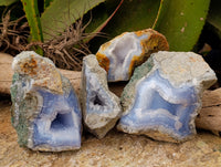 Natural Blue Lace Agate Geodes x 4 From Nsanje, Malawi - Toprock Gemstones and Minerals