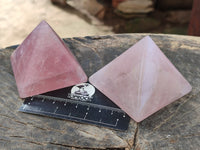 Polished Gemmy Rose Quartz Pyramids x 6 From Madagascar - Toprock Gemstones and Minerals
