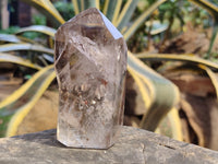 Polished Smokey Amethyst Clear Quartz Inclusion Crystals x 3 From Madagascar - Toprock Gemstones and Minerals