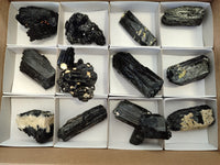 Natural Schorl Black Tourmaline with Hyalite Opal x 12 From Erongo, Namibia - Toprock Gemstones and Minerals