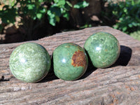 Polished Chrysoprase and Green Opal Spheres x 5 From Madagascar - Toprock Gemstones and Minerals