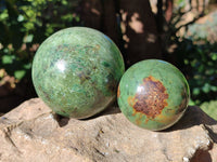 Polished Chrysoprase and Green Opal Spheres x 5 From Madagascar - Toprock Gemstones and Minerals