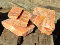 Natural Rhombohedral Sunset Orange Calcite Specimens x 6 From Spitzkop, Namibia - Toprock Gemstones and Minerals
