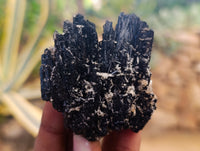 Natural Schorl Black Tourmaline with Fibrous and Needle Formations and Hyalite Opal x 6 From Erongo, Namibia - Toprock Gemstones and Minerals