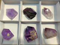 Polished Smokey Amethyst Window Quartz Crystals x 6 From Akansobe, Madagascar - Toprock Gemstones and Minerals