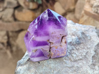 Polished Smokey Amethyst Window Quartz Crystals x 6 From Akansobe, Madagascar - Toprock Gemstones and Minerals