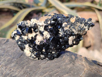 Natural Schorl Black Tourmaline on Orthoclase Matrix Clusters with a bit of Hyalite Opal x 6 From Erongo, Namibia - Toprock Gemstones and Minerals