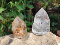 Polished Clear, Smokey and Specular Hematite Inclusion Quartz Crystals x 3 From Madagascar - Toprock Gemstones and Minerals