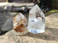 Polished Clear, Smokey and Specular Hematite Inclusion Quartz Crystals x 3 From Madagascar - Toprock Gemstones and Minerals