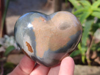 Polished Polychrome Jasper Gemstone Hearts x 6 From Madagascar - Toprock Gemstones and Minerals
