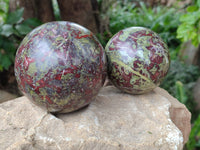 Polished Bastite Dragons Blood Stone Sphere-Ball x 2 From Tshipise, South Africa - Toprock Gemstones and Minerals