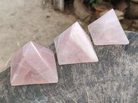 Polished Gemmy Rose Quartz Pyramids x 6 From Madagascar - Toprock Gemstones and Minerals
