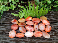 Polished Small Carnelian Agate "Jewellery" Palm Stones x 49 From Madagascar - Toprock Gemstones and Minerals