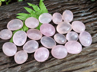 Polished Rose Quartz Palm Stones x 35 From Ambatondrazaka, Madagascar - Toprock Gemstones and Minerals
