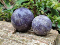 Polished Lepidolite with Pink Rubellite Spheres x 5 From Ambatondrazaka, Madagascar - Toprock Gemstones and Minerals