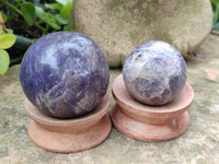 Polished Lepidolite with Pink Rubellite Spheres x 5 From Ambatondrazaka, Madagascar - Toprock Gemstones and Minerals