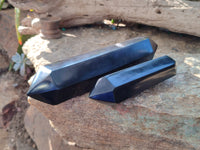 Polished Black Basalt Double Terminated Points x 5 From Antsirabe, Madagascar - Toprock Gemstones and Minerals