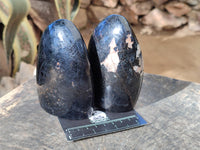 Polished Black Tourmaline and Calcite Standing Free Forms x 2 From Madagascar - Toprock Gemstones and Minerals