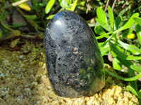 Polished Black Tourmaline and Calcite Standing Free Forms x 2 From Madagascar - Toprock Gemstones and Minerals