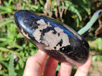 Polished Black Tourmaline and Calcite Standing Free Forms x 2 From Madagascar - Toprock Gemstones and Minerals