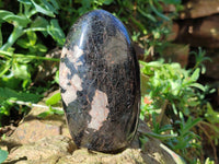 Polished Black Tourmaline and Calcite Standing Free Forms x 2 From Madagascar - Toprock Gemstones and Minerals