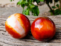 Polished Carnelian Agate Spheres x 4 From Madagascar - Toprock Gemstones and Minerals