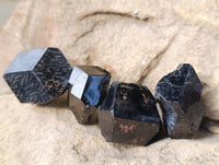 Natural Schorl Black Tourmaline Terminated Crystal Specimens with some Hyalite Opal x 35 From Erongo, Namibia - Toprock Gemstones and Minerals