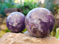 Polished Lepidolite with Pink Rubellite Spheres x 6 From Ambatondrazaka, Madagascar - Toprock Gemstones and Minerals