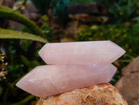 Polished Double Terminated Rose Quartz Points x 6 Ambatondrazaka, Madagascar - Toprock Gemstones and Minerals