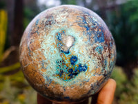 Polished Shattuckite Spheres x 2 From Congo - Toprock Gemstones and Minerals