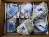 Natural Blue Lace Agate Geodes x 6 From Nsanje, Malawi - Toprock Gemstones and Minerals