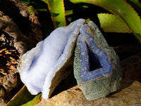 Natural Blue Lace Agate Geodes x 2 From Nsanje, Malawi - Toprock Gemstones and Minerals