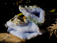 Natural Blue Lace Agate Geodes x 2 From Nsanje, Malawi - Toprock Gemstones and Minerals