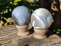 Polished Banded Agate Spheres x 4 From Madagascar - Toprock Gemstones and Minerals