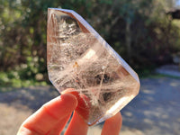 Polished Window Amethyst, Smokey Quartz and Specular Hematite Inclusion Crystals x 3 from Madagascar - Toprock Gemstones and Minerals