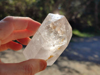 Polished Window Amethyst, Smokey Quartz and Specular Hematite Inclusion Crystals x 3 from Madagascar - Toprock Gemstones and Minerals