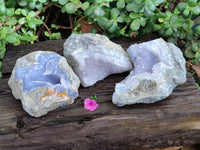 Natural Blue Lace Agate Geodes x 3 From Nsanje, Malawi - Toprock Gemstones and Minerals