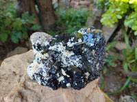 Natural Schorl Black Tourmaline with Smokey Quartz and Hyalite Opal x 1 From Erongo, Namibia - Toprock Gemstones and Minerals