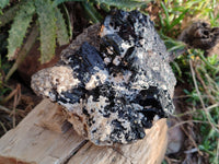 Natural Schorl Black Tourmaline with Smokey Quartz and Hyalite Opal x 1 From Erongo, Namibia - Toprock Gemstones and Minerals