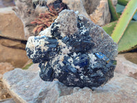 Natural Schorl Black Tourmaline with Smokey Quartz and Hyalite Opal x 1 From Erongo, Namibia - Toprock Gemstones and Minerals