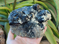 Natural Schorl Black Tourmaline with Smokey Quartz and Hyalite Opal x 1 From Erongo, Namibia - Toprock Gemstones and Minerals