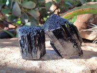 Natural Fibrous Schorl Black Tourmaline Specimens with a Hyalite Opal x 6 From Erongo, Namibia - Toprock Gemstones and Minerals